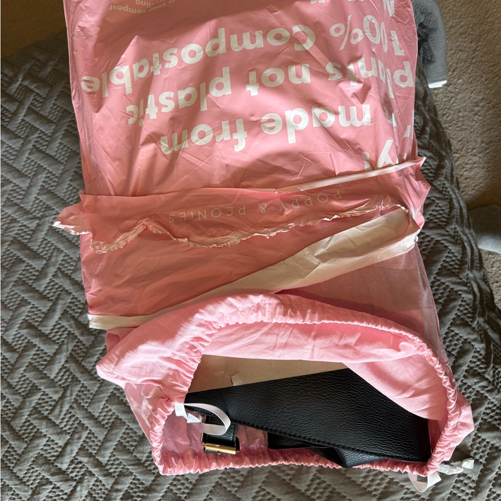 Poppy & Peonies Black Leather uptown tote. New with tags - Picture 2 of 2